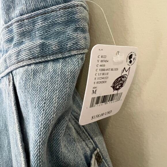 Free People x Lee Flare Overall Work Wear Jumpsuit Vibrant Blues Size M NWT - Picture 8 of 12